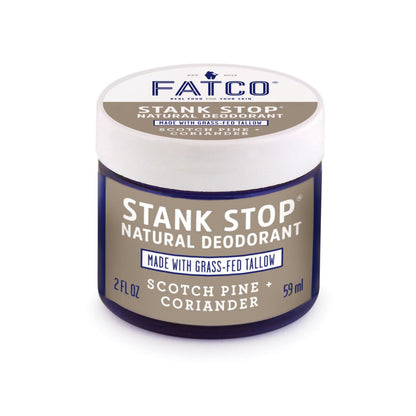 STANK STOP DEODORANT, SCOTCH PINE+CORIANDER, 1 OZ-FATCO1-FATCO Skincare Products grass fed tallow paleo skincare natural deodorant aluminum free