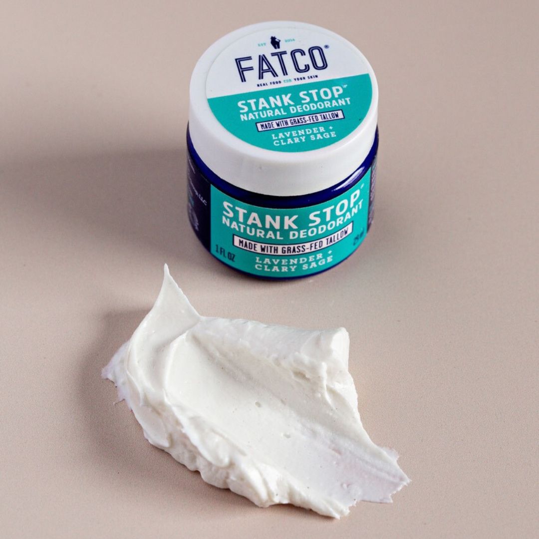 STANK STOP DEODORANT, CREAM, LAVENDER+SAGE, 2 OZ-FATCO1-FATCO Skincare Products grass fed tallow paleo skincare natural deodorant aluminum free