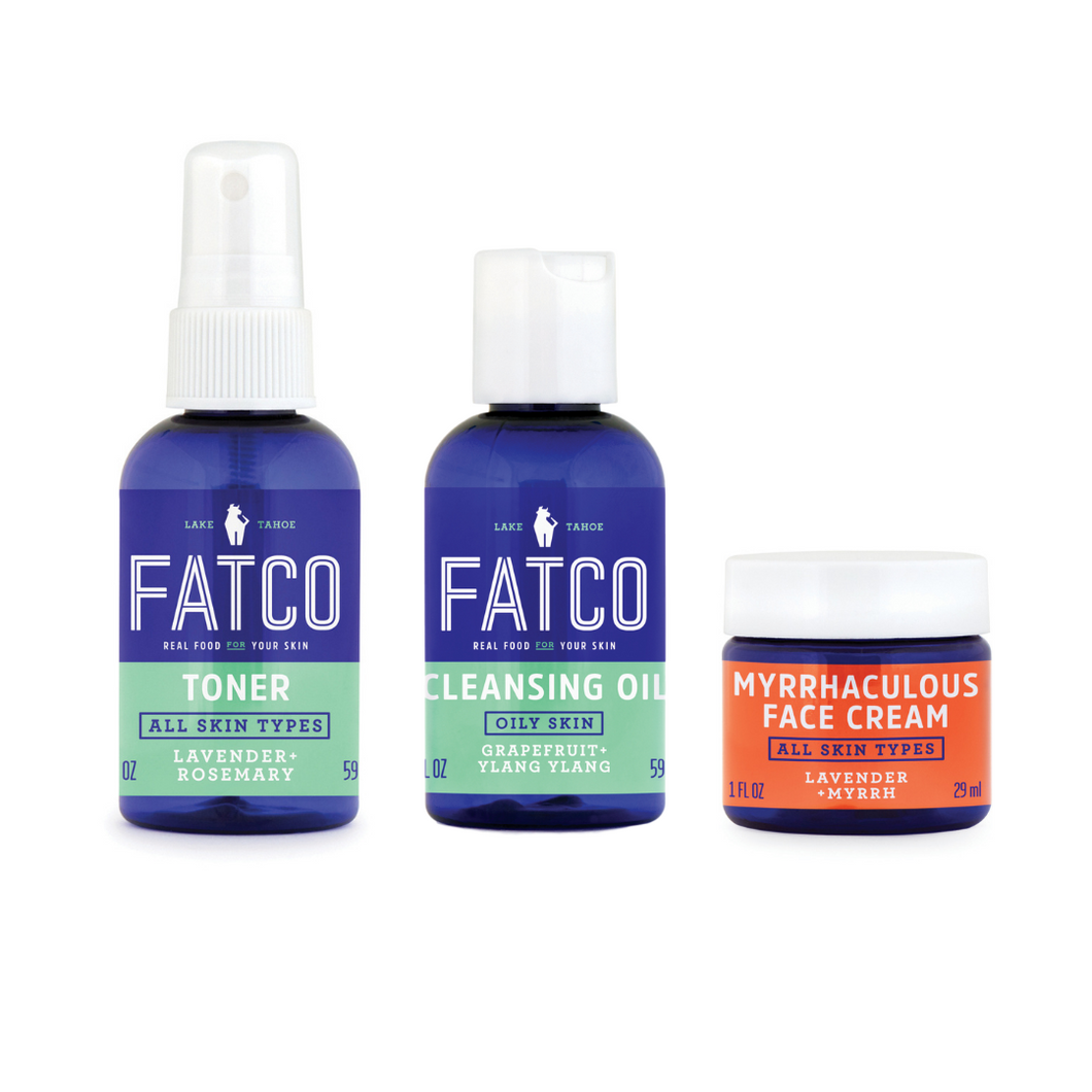 Facial Skincare Basics - Oily Skin-FATCO Skincare Products paleo skincare OCM cleanser set myrrhaculous toner