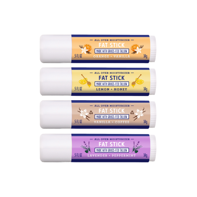 FAT STICK 4-PACK (Build Your Own)-FATCO Skincare Products tallow balm paleo skincare eczema psoriasis moisturizing anti aging nourishing