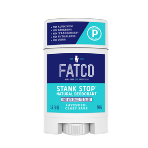 STANK STOP DEODORANT STICK, LAVENDER+SAGE, 1.7 OZ-FATCO1-FATCO Skincare Products grass fed tallow paleo skincare natural deodorant aluminum free