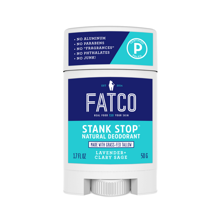 STANK STOP DEODORANT STICK, LAVENDER+SAGE, 1.7 OZ-FATCO1-FATCO Skincare Products grass fed tallow paleo skincare natural deodorant aluminum free