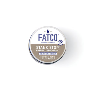 STANK STOP DEODORANT, SCOTCH PINE+CORIANDER, 1 OZ-FATCO1-FATCO Skincare Products grass fed tallow paleo skincare natural deodorant aluminum free