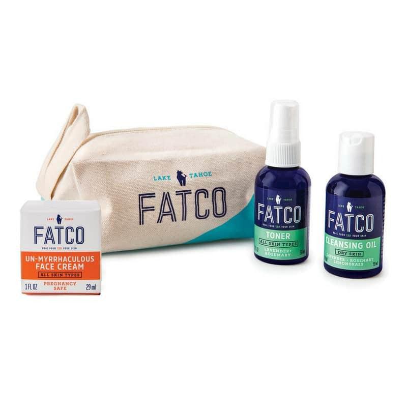 FACIAL SKINCARE SET FOR DRY SKIN, PREGNANCY SAFE-FATCO Skincare Products paleo skincare OCM oil cleanser toner unmyrrhaculous tallow balm face cream bag tote travel pregnancy safe