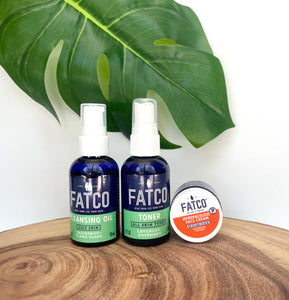 fatco facial skincare basics kit oily skin cleansing oil face cream toner